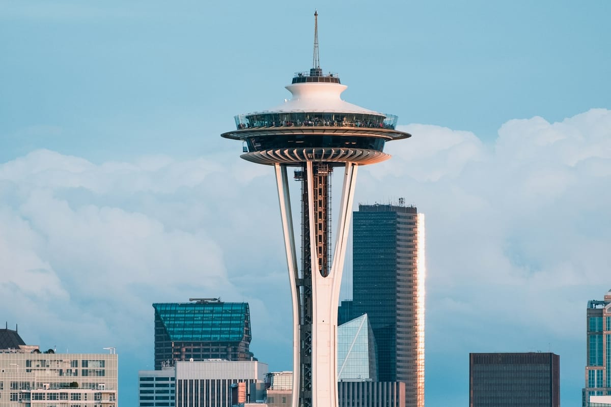 Daytime close-up of Seattle's Space Needle